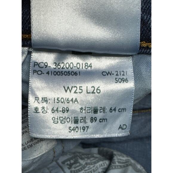 Levi's 501 Women's Distressed Straight Leg Blue Denim Jeans - 25x26 (25x24.5) - Picture 6 of 7